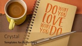  Presentation with education love - Slide deck with do-what-you-love-love background and a coral colored foreground