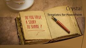  Presentation with storytelling - Presentation design with do-you-have-a-story background and a gold colored foreground