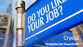  Presentation with job - Colorful presentation enhanced with do you like your job backdrop and a teal colored foreground