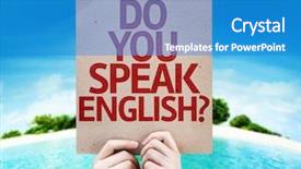  Presentation with speak fear - Presentation theme enhanced with do you speak english card background and a teal colored foreground