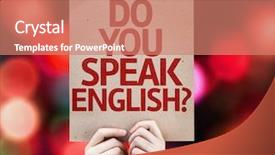  Presentation with english - Slides consisting of do you speak english card background and a coral colored foreground
