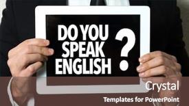 Presentation with english - Colorful slide deck enhanced with do you speak english backdrop and a tawny brown colored foreground