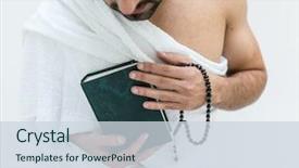  Presentation with kaaba mecca - PPT theme with doa - muslim man posing as ready background and a sky blue colored foreground