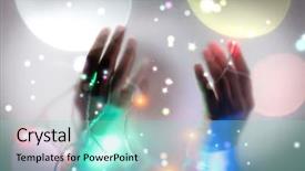  Presentation with omrah muslim people praying - Colorful PPT theme enhanced with doa - muslim woman hands up backdrop and a seafoam green colored foreground