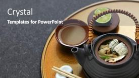  Presentation with teapot - Beautiful PPT theme featuring dobin-mushi-japanese-cuisine-steamed backdrop and a gray colored foreground