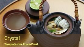  Presentation with japanese - Slide set with dobin-mushi-japanese-cuisine-steamed background and a tawny brown colored foreground