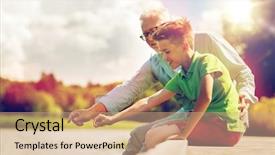  Presentation with family communication - Slide deck with dock - family generation communication and people background and a coral colored foreground