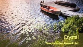  Presentation with lake dock - Amazing presentation theme having rowboat tied to wooden backdrop and a tawny brown colored foreground