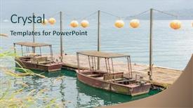  Presentation with lake dock - Colorful presentation theme enhanced with dock at sun moon lake backdrop and a lemonade colored foreground