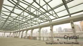  Presentation with hong kong airport - Slides featuring dock in hong kong background and a  colored foreground