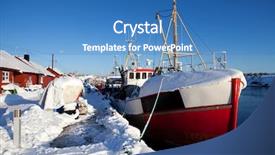  Presentation with dock - Presentation enhanced with dock in southern norway with boats covered in snow background and a teal colored foreground