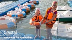  Presentation with electric motor - Cool new presentation theme with dock with round inflatable boat backdrop and a teal colored foreground