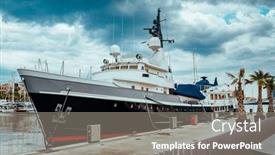  Presentation with dock - Slide set with dock-with-yachts-summer-cityscape background and a gray colored foreground