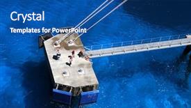  Presentation with port security - Amazing slides having dock workers at port backdrop and a ocean colored foreground