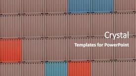  Presentation with dock - Beautiful presentation theme featuring docked - background of multi-colored freight shipping backdrop and a violet colored foreground