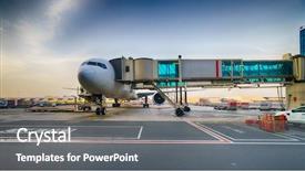  Presentation with jet - Presentation theme enhanced with docked in dubai international airport background and a gray colored foreground