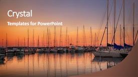  Presentation with sunset sailing - Slide set featuring docked yachts at sunset background and a coral colored foreground
