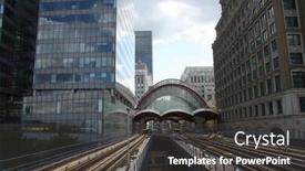  Presentation with railway - Cool new presentation theme with docklands-light-railway-london backdrop and a dark gray colored foreground