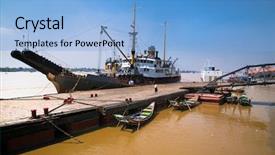  Presentation with docks - Slide deck consisting of docks in yangon myanmar burma background and a light blue colored foreground