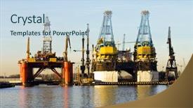  Presentation with docks - Audience pleasing PPT theme consisting of docks used for ship building backdrop and a sky blue colored foreground