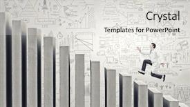  Presentation with rise - Beautiful presentation theme featuring docor climbing up on bars as symbol of career rise backdrop and a light gray colored foreground