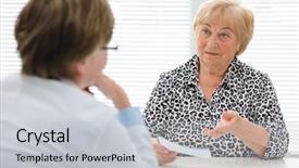  Presentation with complaints - Presentation design with doctor about her health complaint background and a light gray colored foreground