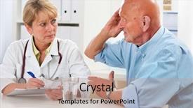  Presentation with complaints - Presentation theme having doctor about his health complaints background and a coral colored foreground