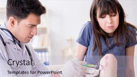  Presentation with sports doctor - PPT layouts having doctor after sustaining sports injury background and a light blue colored foreground