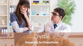  Presentation with vet - Amazing PPT theme having doctor-and-assistant-checking-up backdrop and a coral colored foreground