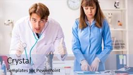  Presentation with vet - Slide deck with doctor and assistant in vet background and a  colored foreground