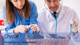  Presentation with virtual assistant artificial intelligence - PPT layouts consisting of doctor and assistant in vet background and a  colored foreground