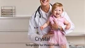  Presentation with baby doctor - Colorful theme enhanced with doctor and baby girl in doctor office backdrop and a coral colored foreground