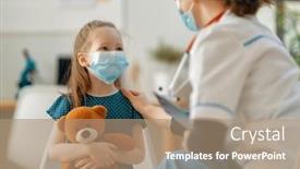  Presentation with child protection - PPT layouts having doctor-and-child-wearing-facemasks background and a coral colored foreground