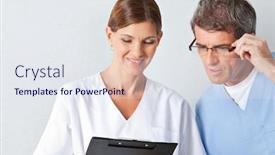  Presentation with nurse - Slide deck consisting of doctor-and-nurse-filling-out background and a sky blue colored foreground