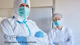  Presentation with teamwork nurse doctor - Amazing presentation theme having doctor-and-nurse-in-clinic backdrop and a light blue colored foreground