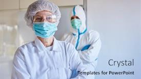  Presentation with covid coronavirus - Slides enhanced with doctor-and-nurse-in-hospital background and a light blue colored foreground