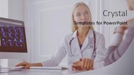 Presentation with patient care - Slides with doctor-and-patient-discussing-something background and a light gray colored foreground