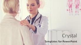  Presentation with patient care - Colorful theme enhanced with doctor-and-patient-discussing-something backdrop and a light gray colored foreground