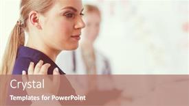  Presentation with patient care - Audience pleasing presentation design consisting of doctor-and-patient-discussing-something backdrop and a coral colored foreground