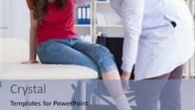  Presentation with injury - Beautiful presentation theme featuring doctor-and-patient-during-check backdrop and a light blue colored foreground