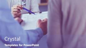  Presentation with file records - PPT theme having doctor-and-patient-examining background and a ocean colored foreground