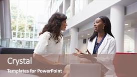  Presentation with meeting a doctor - Colorful slides enhanced with doctor and patient having meeting backdrop and a coral colored foreground