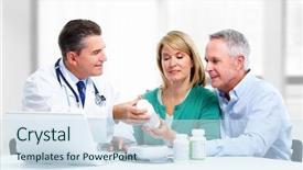  Presentation with medical smiling doctor - Presentation having doctor and patient health care background and a sky blue colored foreground