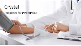  Presentation with medicine - Presentation theme with doctor and patient measuring blood background and a white colored foreground