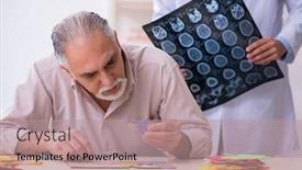  Presentation with alzheimer disease - Beautiful presentation design featuring doctor-and-patient-suffering backdrop and a coral colored foreground