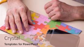  Presentation with alzheimer disease - Beautiful PPT layouts featuring doctor-and-patient-suffering backdrop and a coral colored foreground