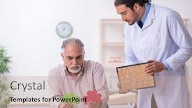  Presentation with alzheimer disease - PPT layouts having doctor-and-patient-suffering background and a coral colored foreground