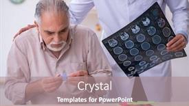  Presentation with alzheimer disease - Audience pleasing slide deck consisting of doctor-and-patient-suffering backdrop and a coral colored foreground