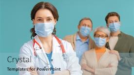  Presentation with flu virus - Beautiful PPT theme featuring doctor-and-senior-couple-wearing backdrop and a light blue colored foreground