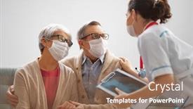  Presentation with senior couple - Beautiful PPT layouts featuring doctor-and-senior-couple-wearing backdrop and a coral colored foreground
